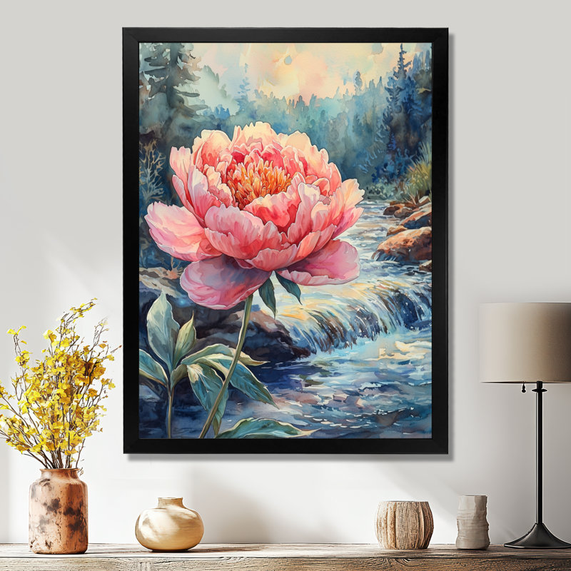 Gensmer - Floral Canvas Art Print, H 40 po x l 30 po, Reproduction encadrée sans passe-partout, Noir, noir, noir, noir