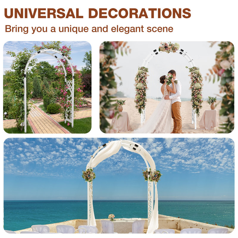 White Wooden Garden Arbor Trellis Archway for Outdoor Weddings