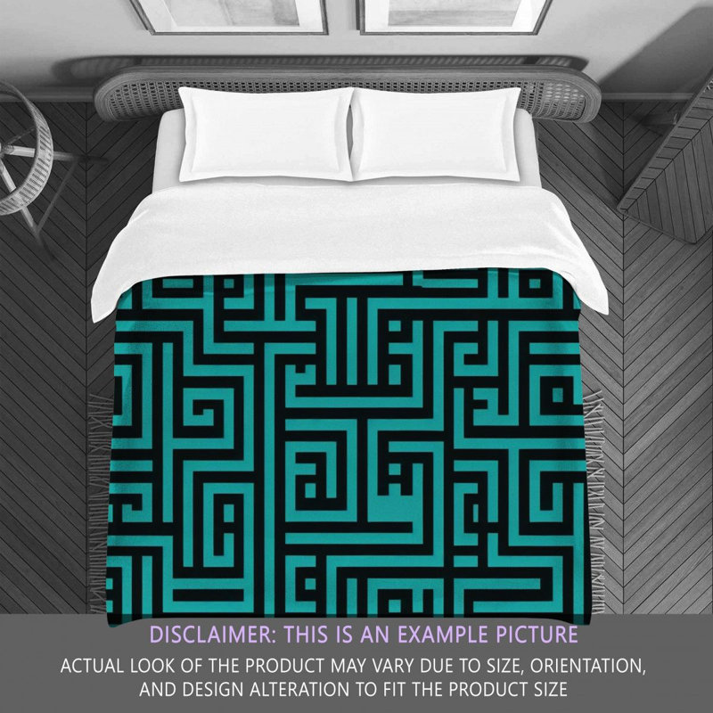 Polyester Comforter, Twin Extra Long Comforter, Navy/Green Geometric
