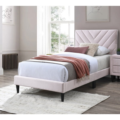 1Pc Full Size Bed Adjustable Headboard Middle Support Legs Light Pink Finish Bedroom Furniture