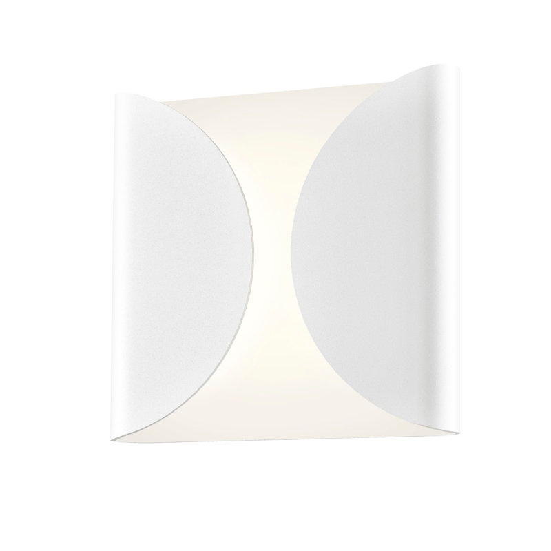 Folds LED Outdoor Sconce, White, 8" H x 8" W x 2.25" D