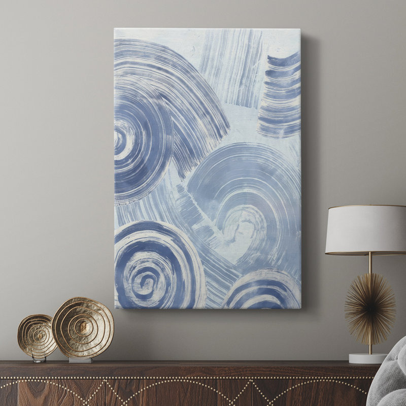 Blue Nautilus Patterns I -Gallery Wrapped Cavas, 18" H x 12" W