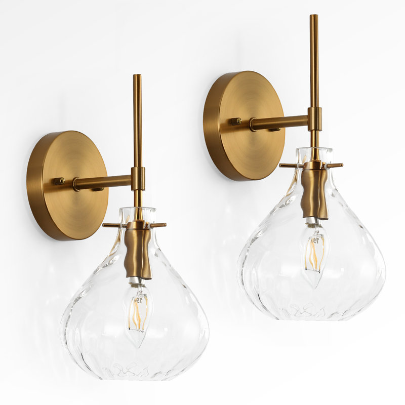 1-light Hammered Glass Wall Sconce（set of 2）