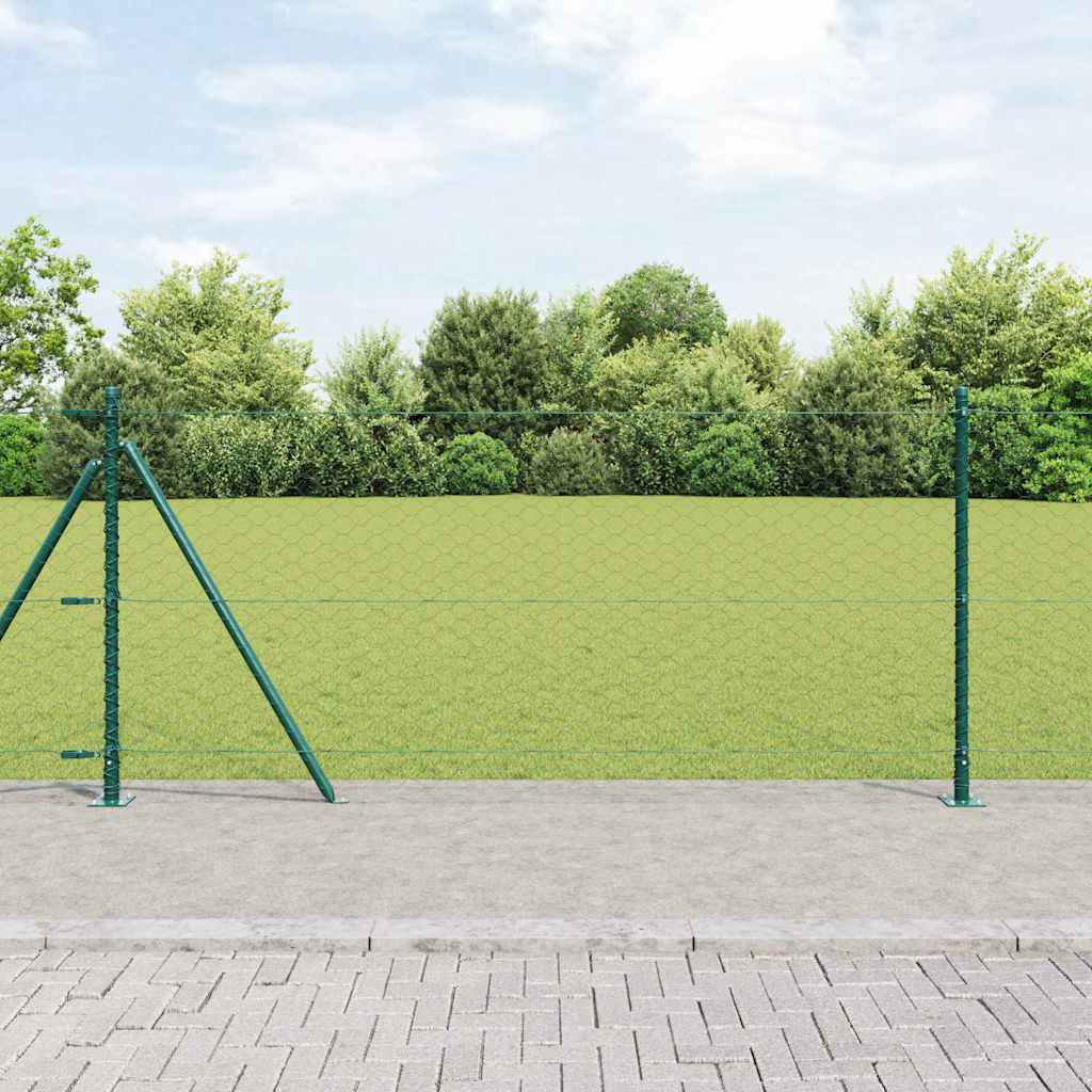 Vidaxl Fence With Posts PVC-Coated Steel