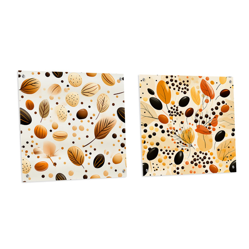 Joris - Ensemble de 2 verres muraux abstraits en acrylique, H 36 po x l 73 po