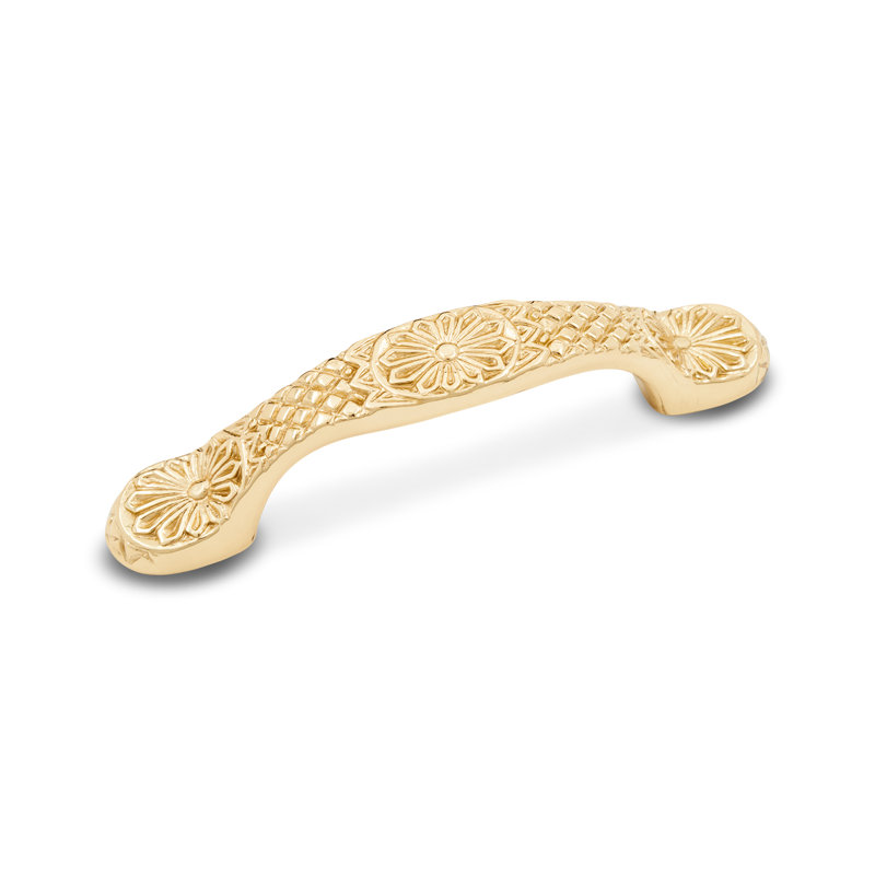 Ornate Flowery 3" Centre to Centre Arch Pull CP Series, Polished Brass