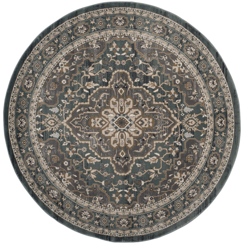 Tapis performance oriental Klose, Rond 5 pi 3 po, Teal/Gray