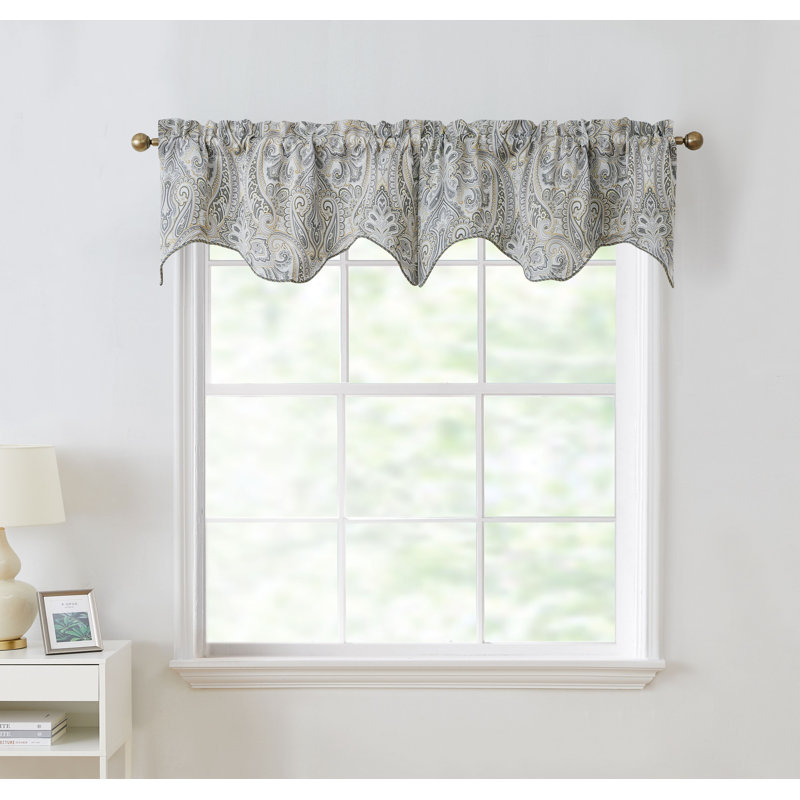 Gillot Blackout Rod Pocket 50" Window Valance, Gray/Yellow