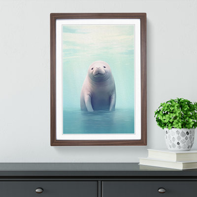 Manatee Minimalism Art - Framed Print