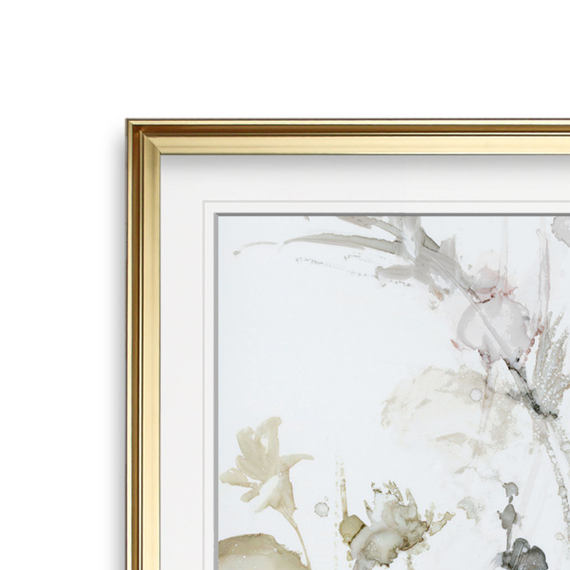 « Wildflower Mist II » - reproduction de peinture, H 27 po x l 27 po, Impression encadrée, Doré