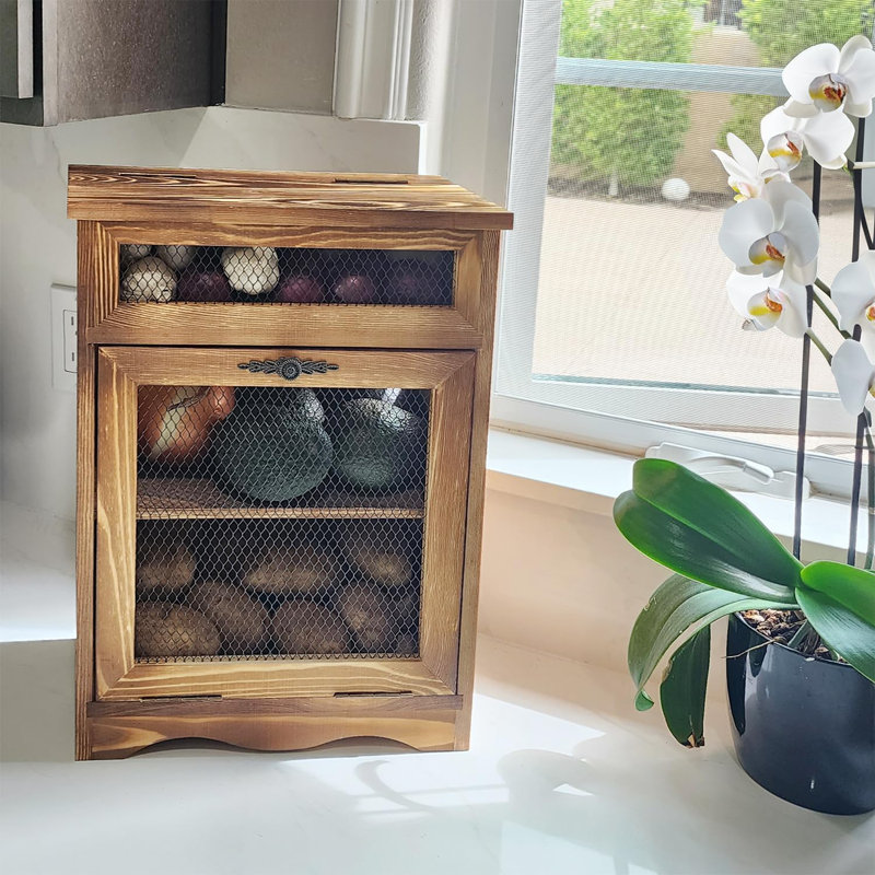 Boîte de rangement en bois pour comptoir Ashiah