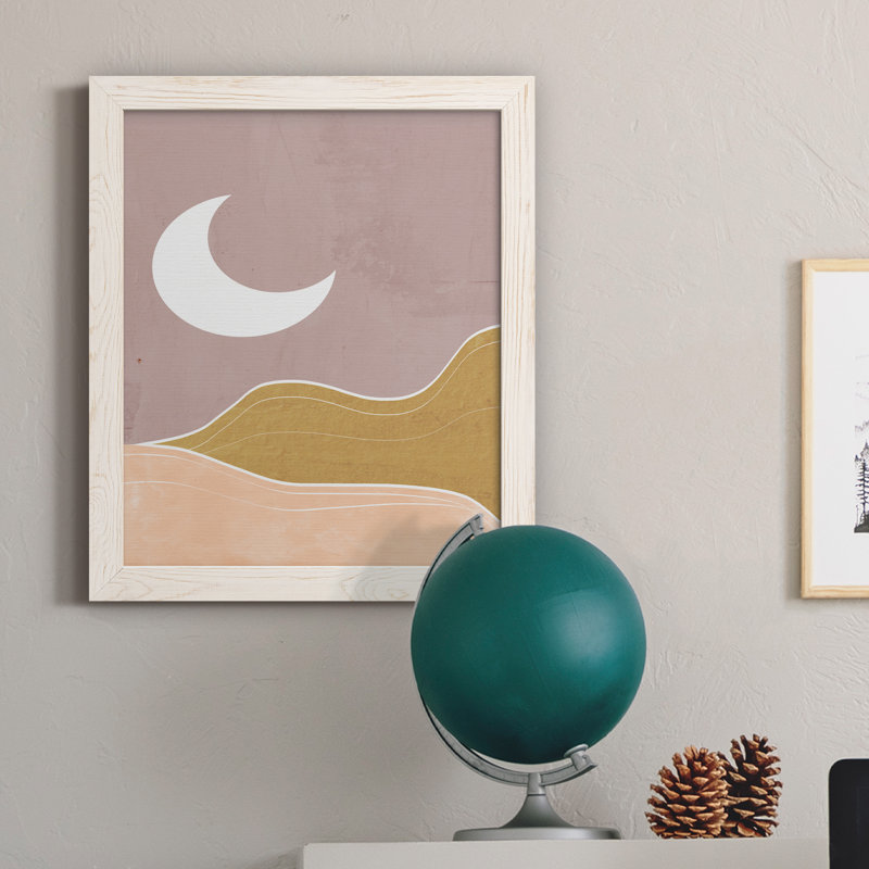 Sedona Moon - Peinture sur toile encadrée, H 20 po x l 17 po x P 1,5 po, Cadre blanc