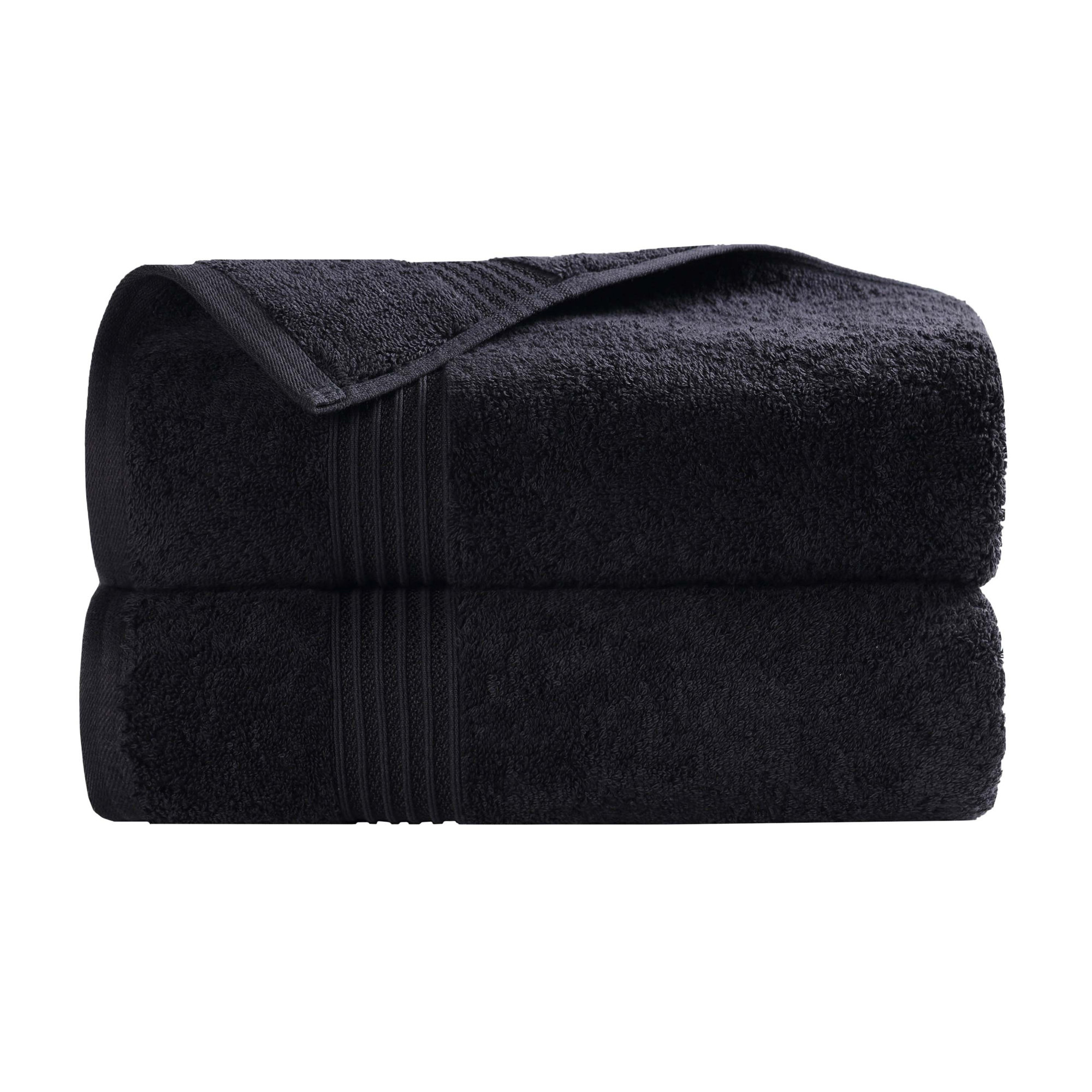 Oleg Egyptian-Quality Cotton Highly Absorbent Medium Weight Bath Sheet Set, Black, Bath Towels - 2 Pack