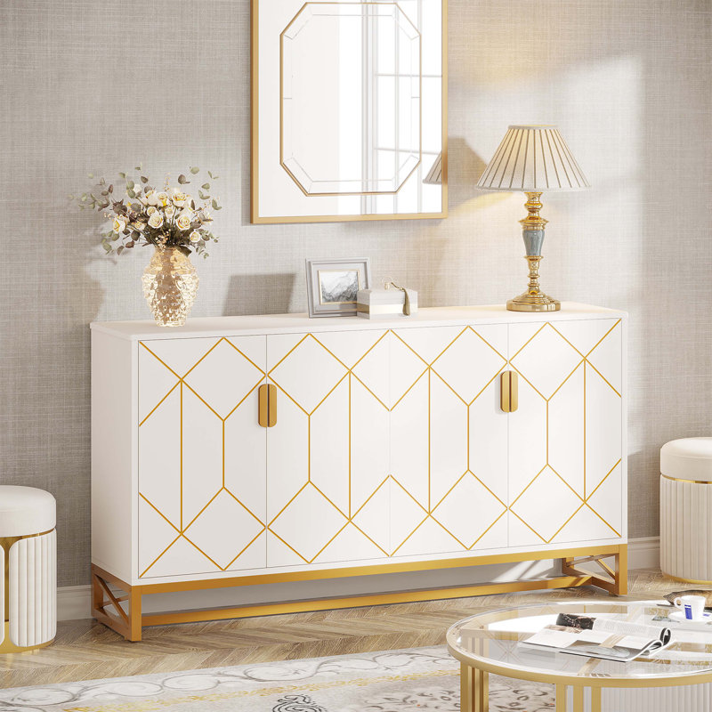 59" Modern Sideboard Buffet Kitchen Storage Cabinet with Doors