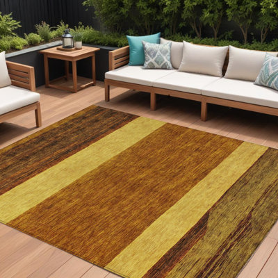 Tapis d'extérieur lavable en terre cuite doré et brun 9 pi x 12 pi