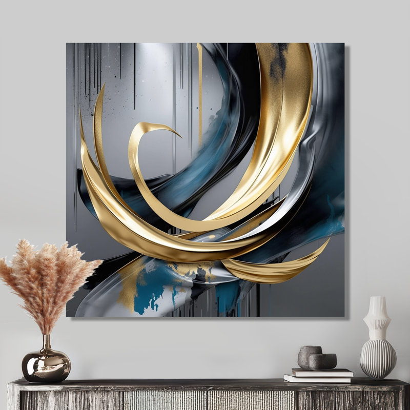 Inception liquide or Curl - vagues art mural salon, Toile tendue, H 16 po x l 16 po