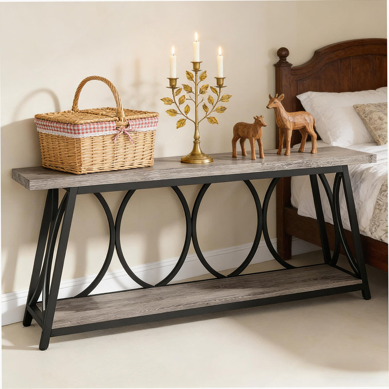 2-Tier Hall Table With Vintage Industrial Design, Sturdy And Versatile For Various Home Decor Settings
