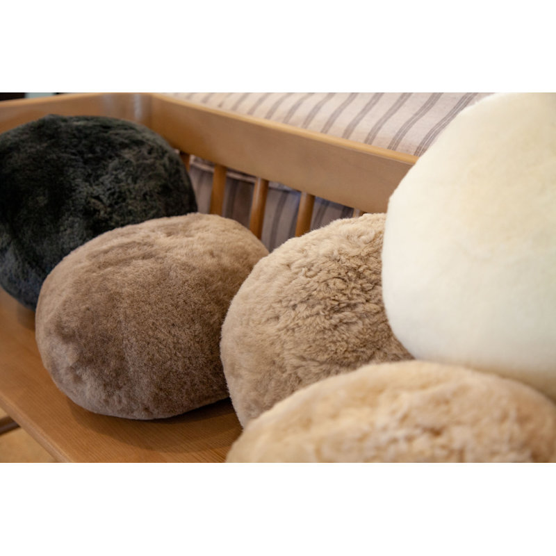 Fibre By Auskin Short Wool Sheepskin Ball Cushion BUTTERSCOTCH, Butterscotch