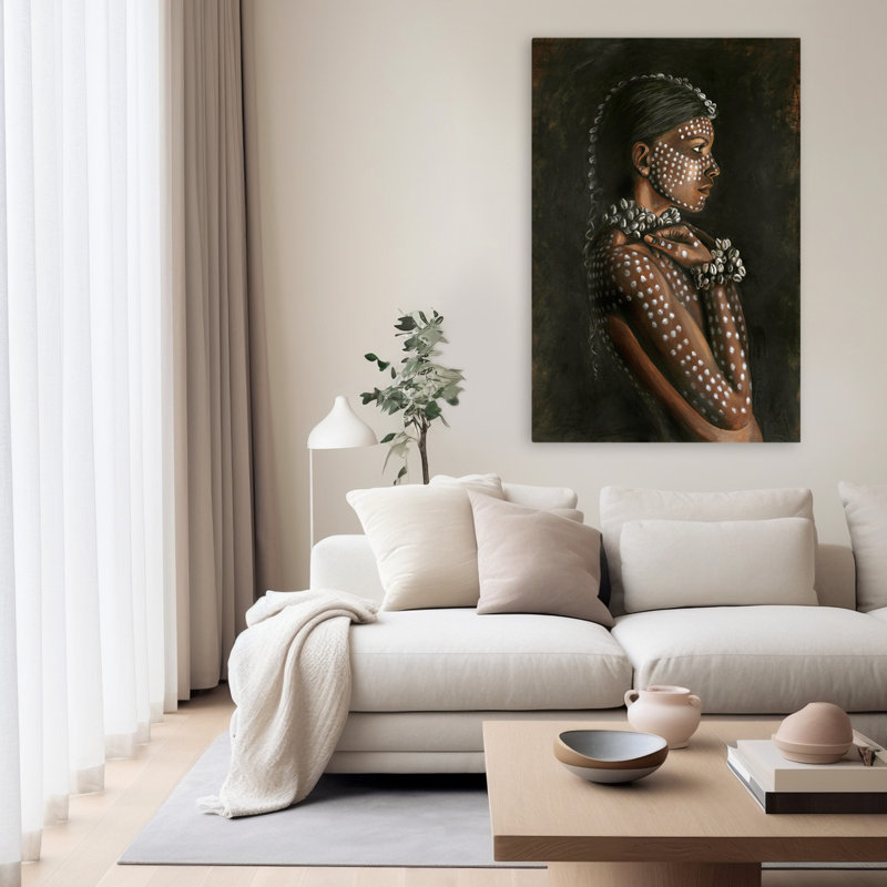 Femme tribale - Art figuratif surréalisme urbain et pop, H 60 po x l 40 po