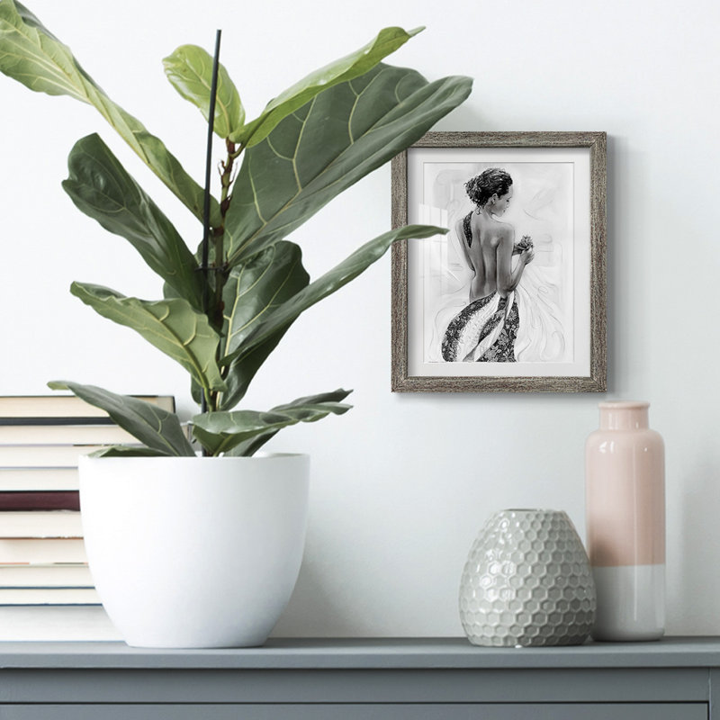 Solitude Sketch I -Framed Print, 19.5" H x 16.5" W, Distressed