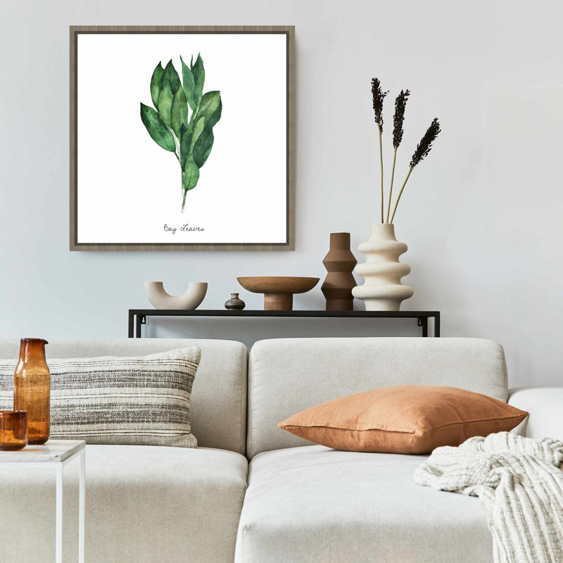 Bay Leaves Bundle Framed Canvas | White Kitchen Decor