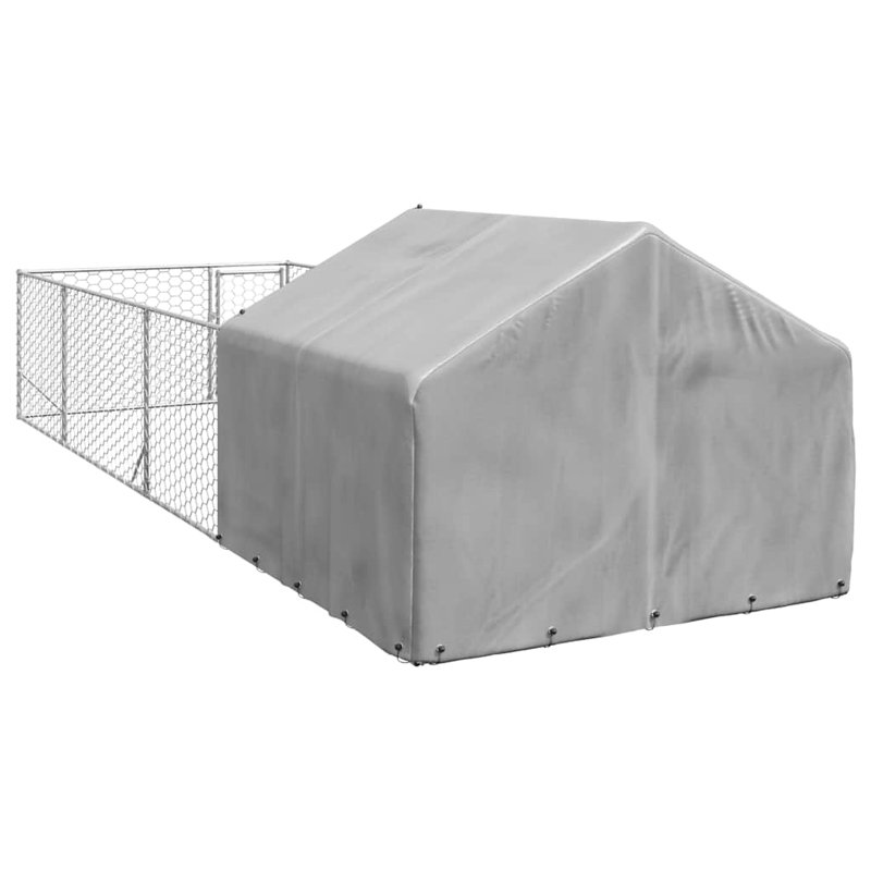 Chenil d'extérieur pour chien Vidaxl Acier galvanisé Acier galvanisé, tissu PE