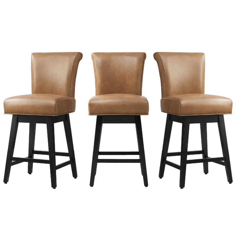Aoibhne Swivel Upholstered Counter Stool, Brown/Faux Leather