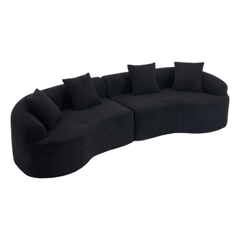 Canapé modulaire courbé en mousse compressée, Noir
