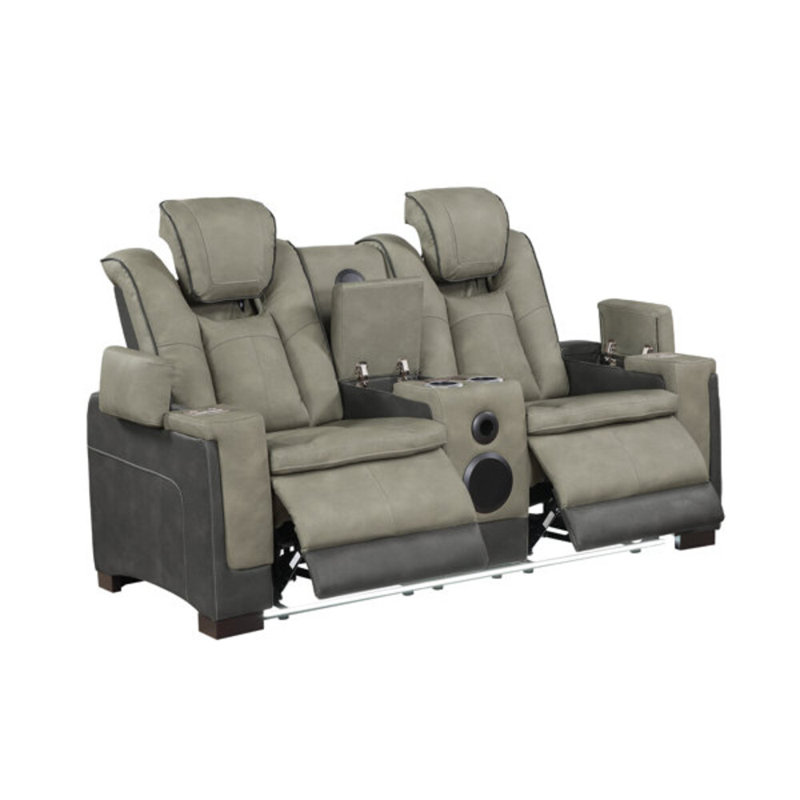 Ensemble de salon inclinable électrique 3 pièces avec passe-accoudoirs, ports USB et éclairage à DEL Imperial, Gris