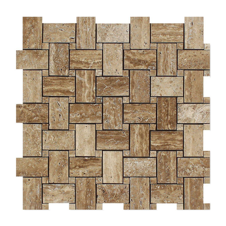 Noche Travertine Basketweave Mosaic Wall & Floor Tile