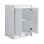 Meuble-lavabo autoportant avec lavabo en résine, armoire de rangement et armoire murale, tiroirs à fermeture en douceur et porte