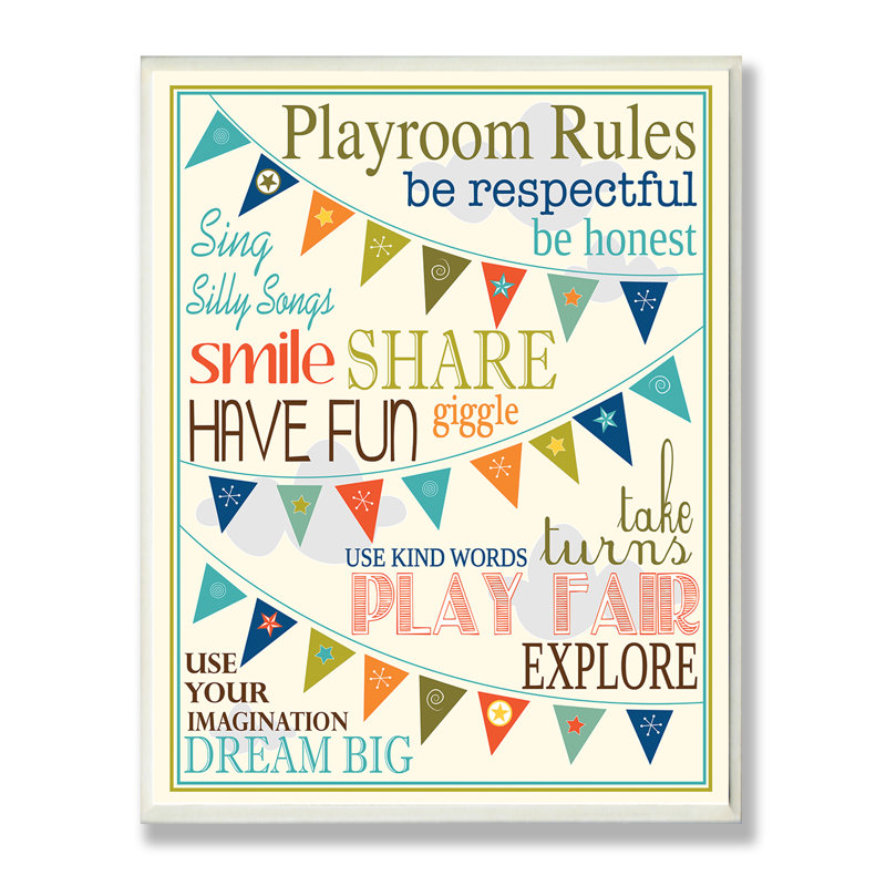 Boroughbridge Playroom Pennants, art textuel, H 15 po x l 10 po x P 0,5 po, Plaque murale