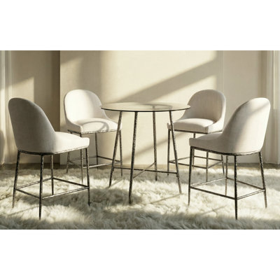 Lalia 5-Piece Hammered Metal Counter Height Table Set