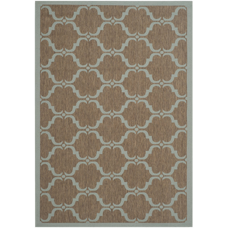 Kelley Hooked Indoor/Outdoor Rug, Rectangle 160 x 231 cm, Brown / Aqua