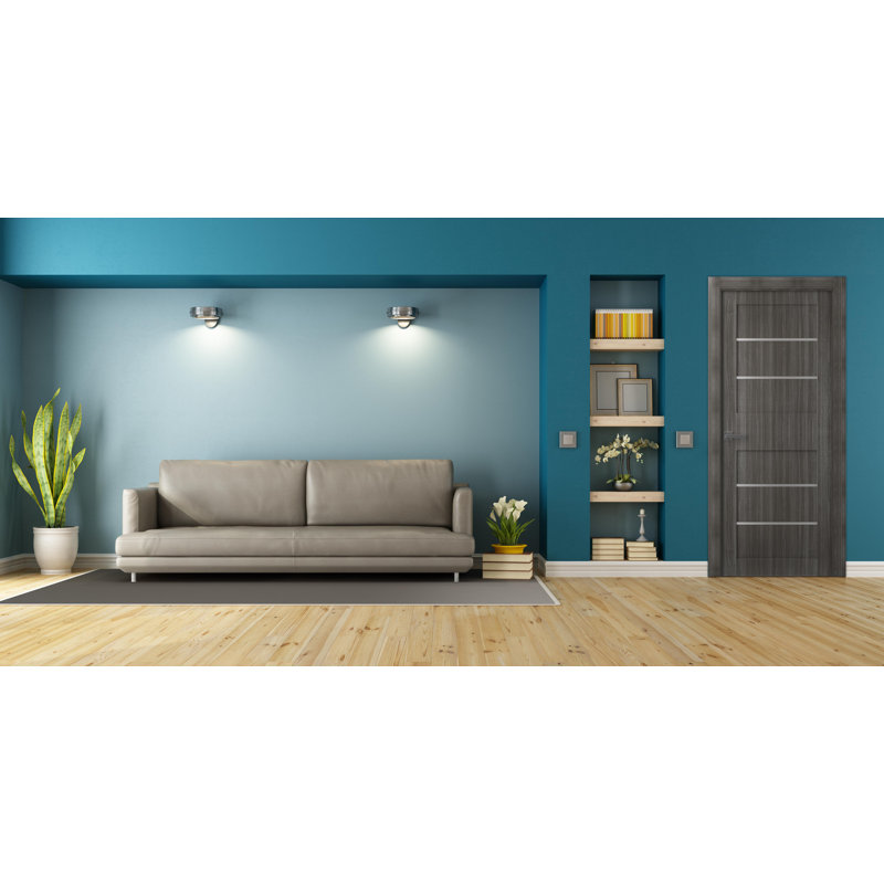 Dalle de porte standard préfinie en bois et verre Liah, 18 po x 80 po, Chêne