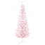 Arbre de Noël artificiel enneigé 5 pi, arbre de Noël mince avec branches réalistes et base en plastique pour décoration d'intérieur, rose