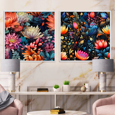 Calie - Ensemble de 2 collages carrés floraux