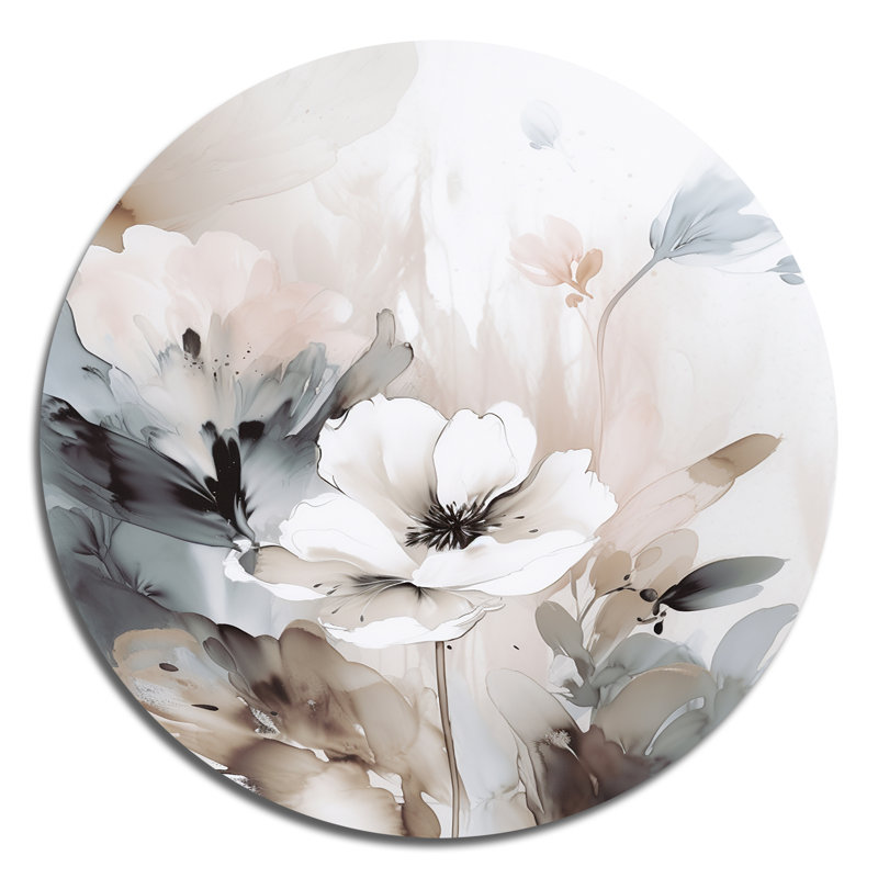 Nadeau - Décoration murale ronde en métal à motif floral, H 29 po x l 29 po