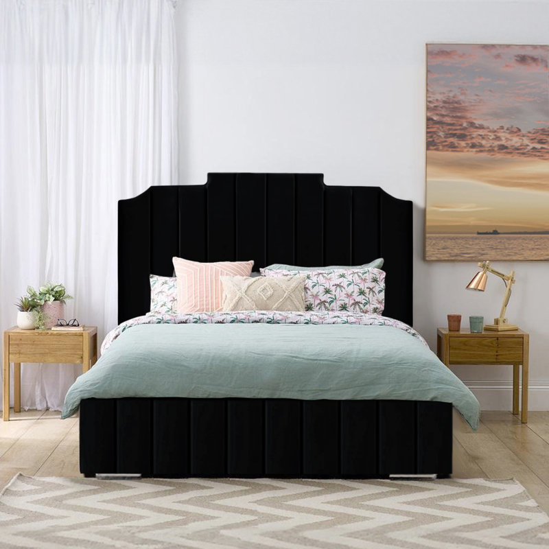 Alyshea Upholstered Bed, Black, Super King (6')
