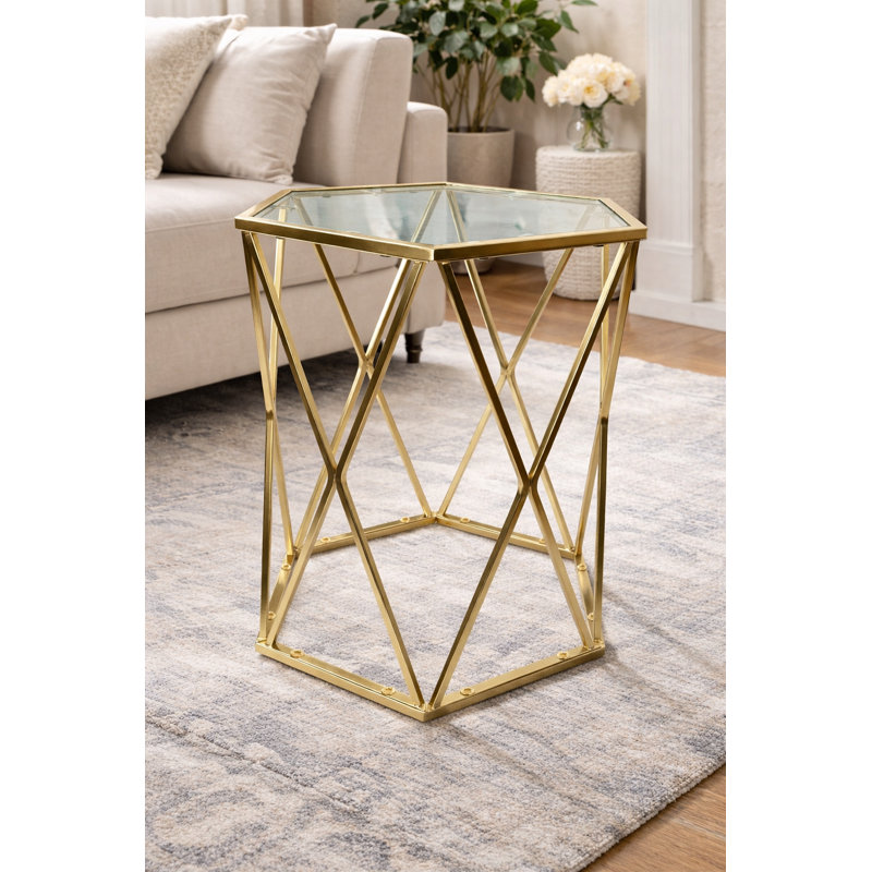 Frese Glass Top Frame End Table