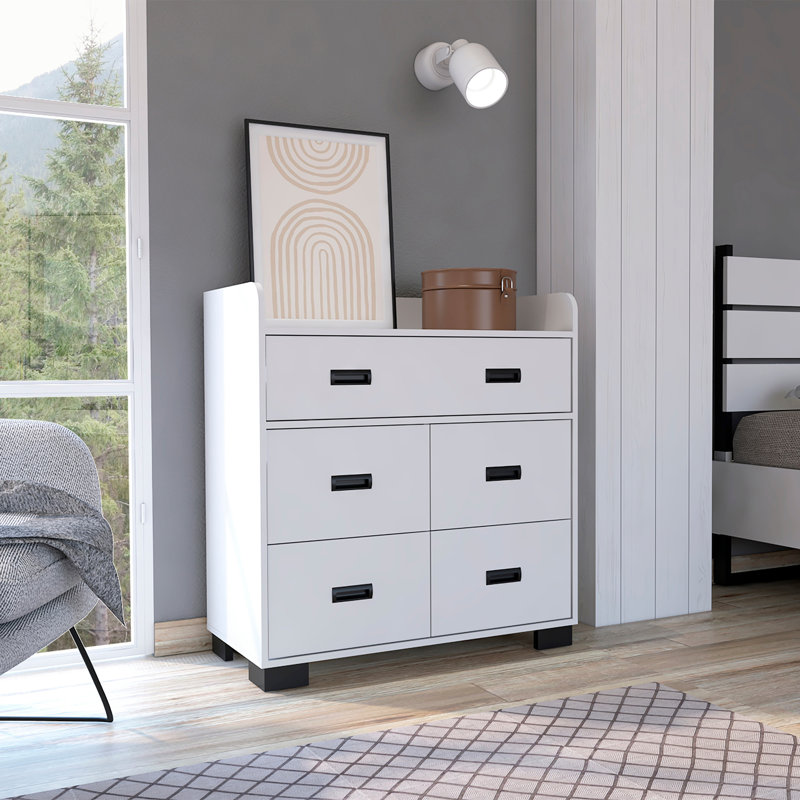 Commode Waporan, chambre à coucher, blanc, Blanc