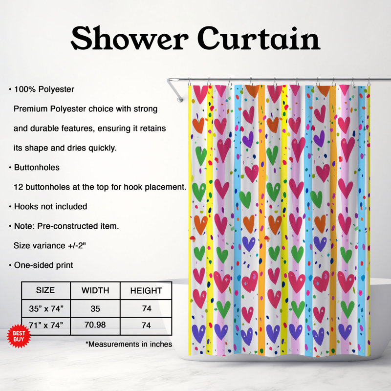 Rideau de douche Rainbow Cheer - Premium 204, H 74 po x l 71 po