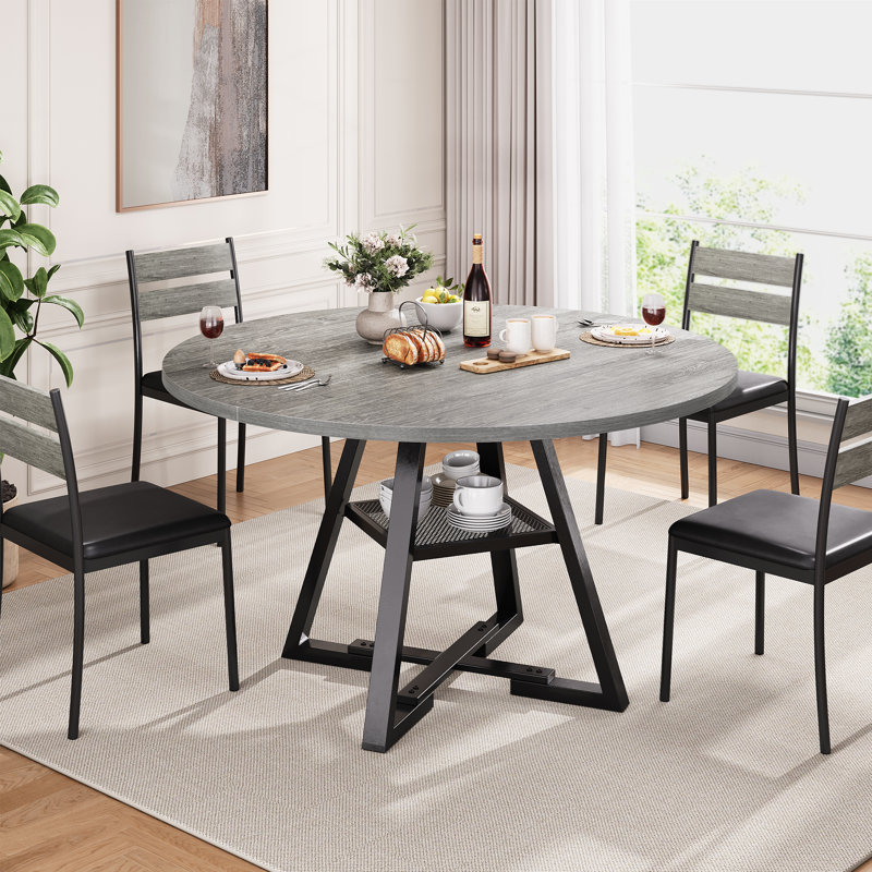 Modern Farmhouse Style Round Farmhouse Dining Table Set For Round