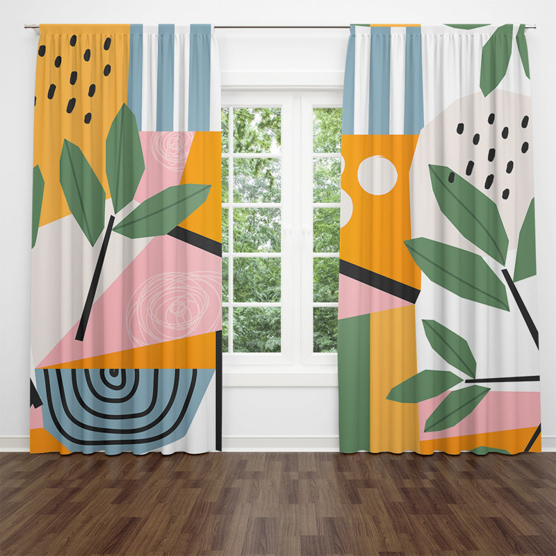 Panneaux de rideaux géométriques semi-transparents, l 20 po x L 52 po