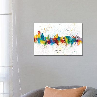 Valencia Spain Skyline Splash by Michael Tompsett - Wrapped Canvas Gallery-Wrapped Canvas Giclée