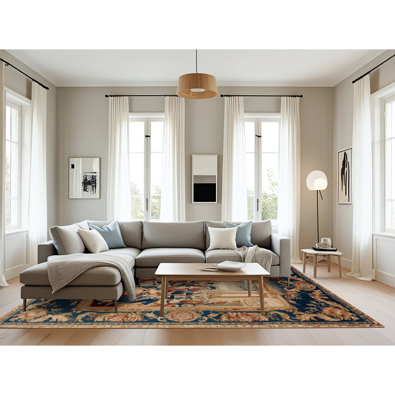 Tapis beige français lavable à la machine, Rectangle 8 pi x 12 pi