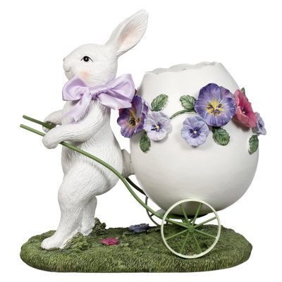 Bunny With Egg Carriage - 9.5 Inches