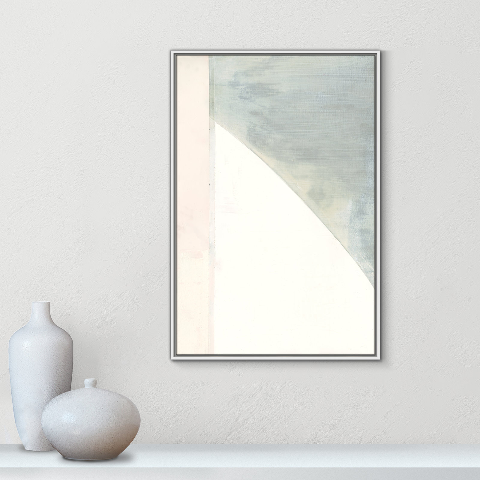 Alexandria "In Neutral I" Painting by Cartissi, 37.5" H x 25.5" W x 2" D, White Framed Canvas
