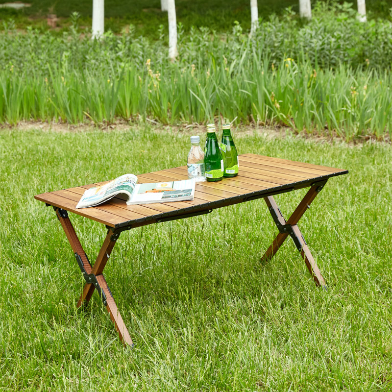 Table d'extérieur pliante 1 pièce, table d'extérieur à roulettes rectangulaire en aluminium