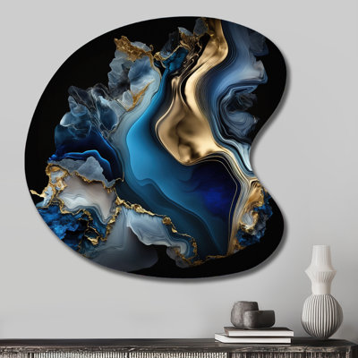«Abstract Geode Marble Blue II», art mural asymétrique en métal